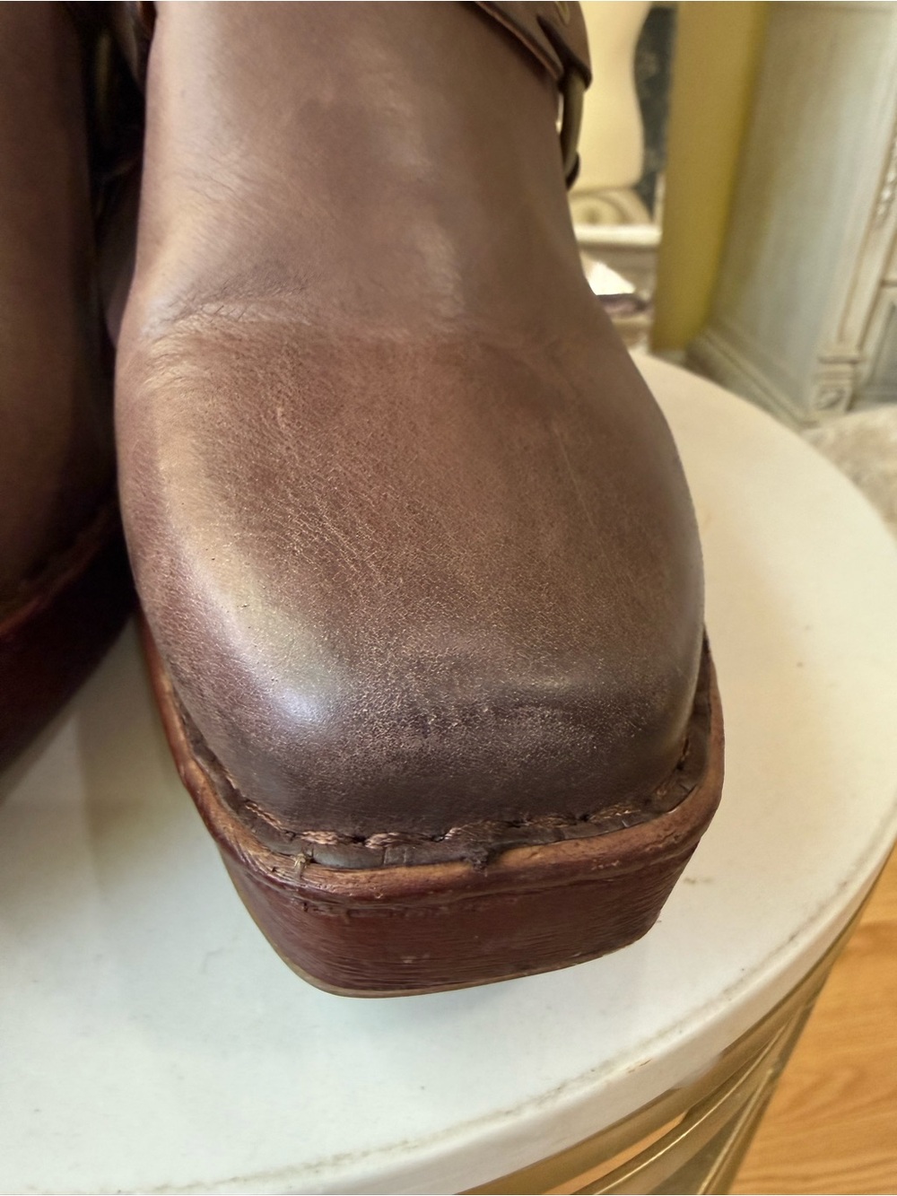BORN Hudson Women’s 9M Brown Leather Platform Slingback Clogs Chunky Heel - Picture 9 of 16